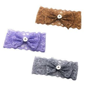 Lace Bow Girl Snap Button 18/20mm Hairband (3)